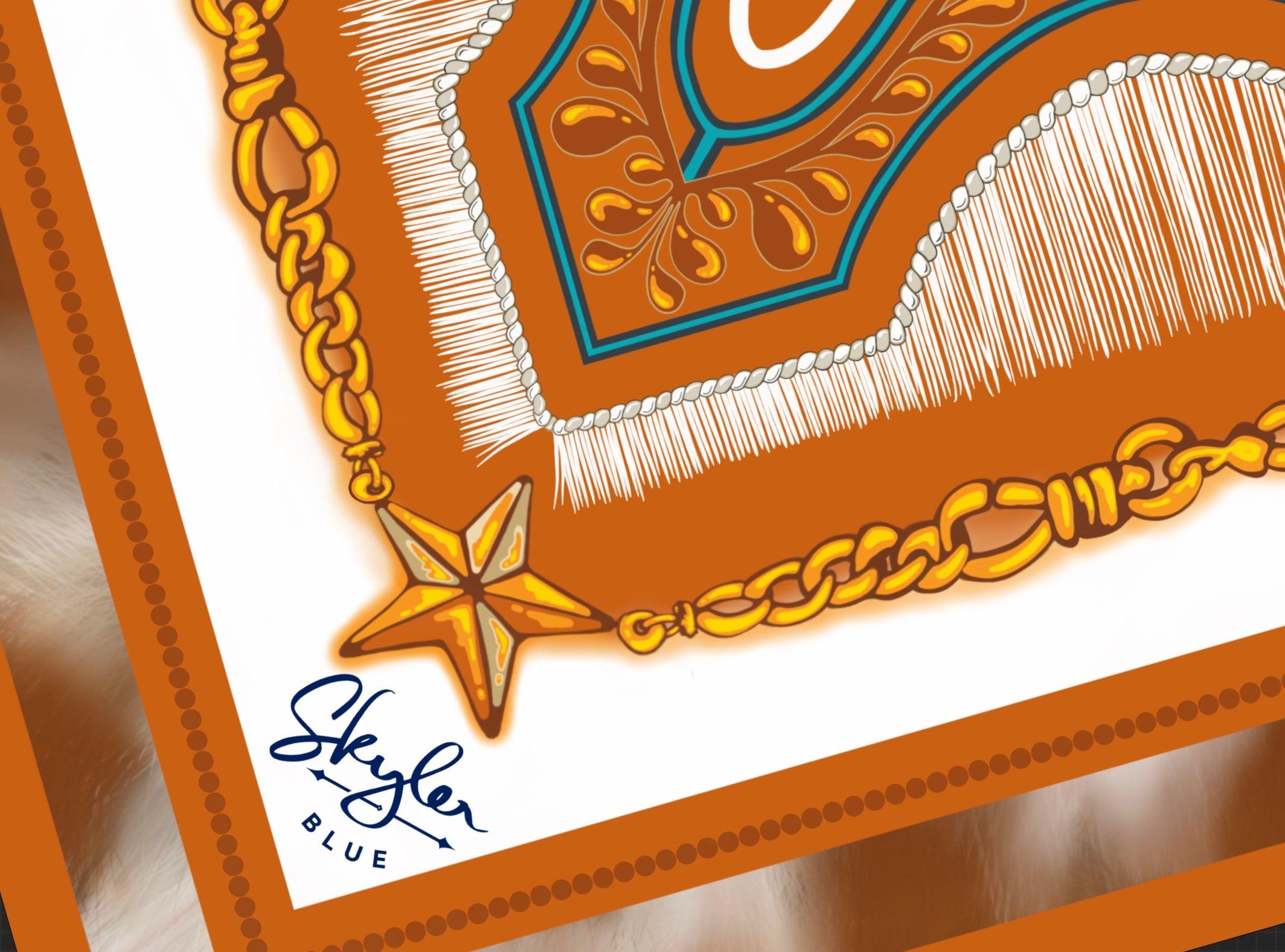 Skyler Blue’s The Austin 001 88-centimeter 100% silk twill scarf