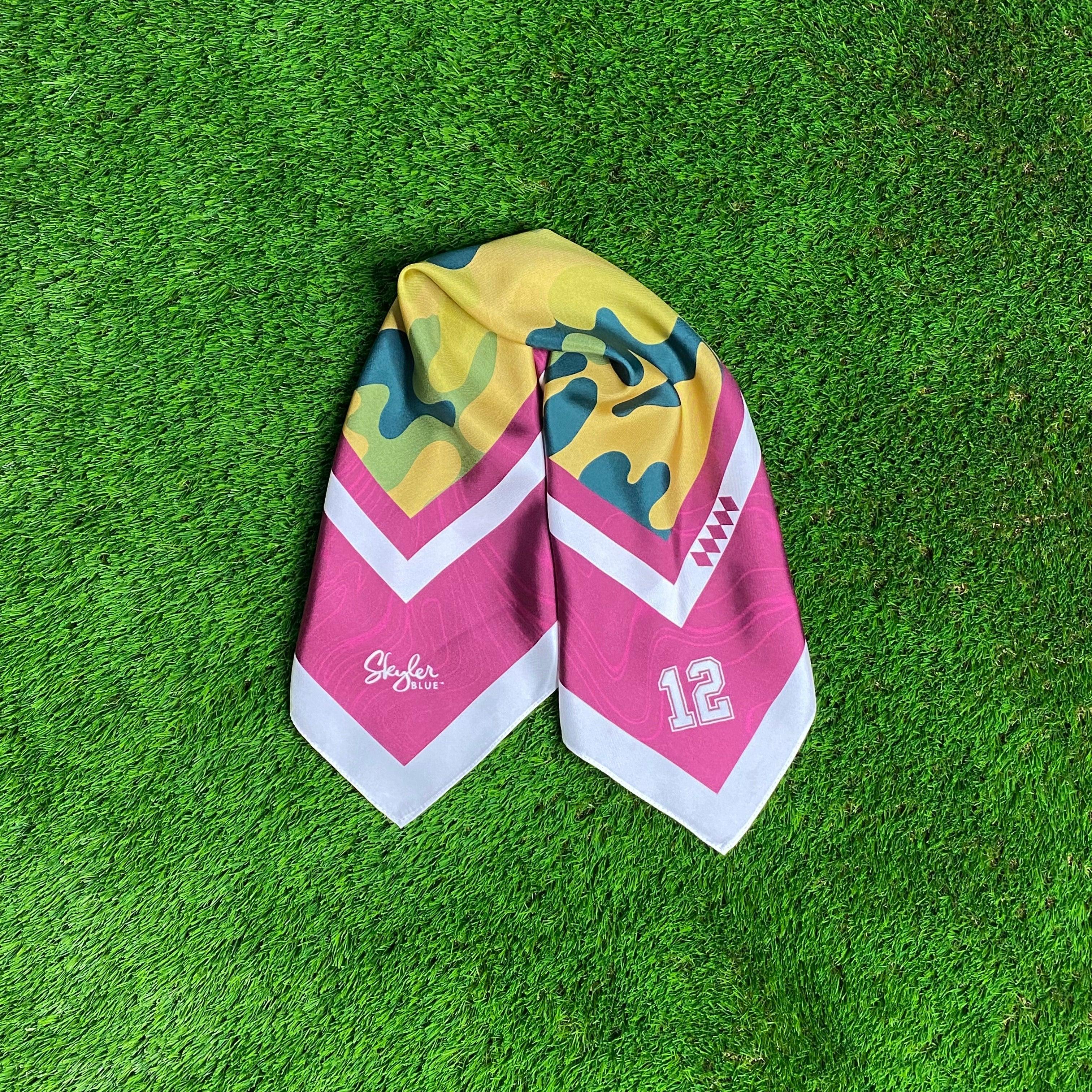 Skyler Blue’s The College Station 88-centimeter 100% silk twill scarf