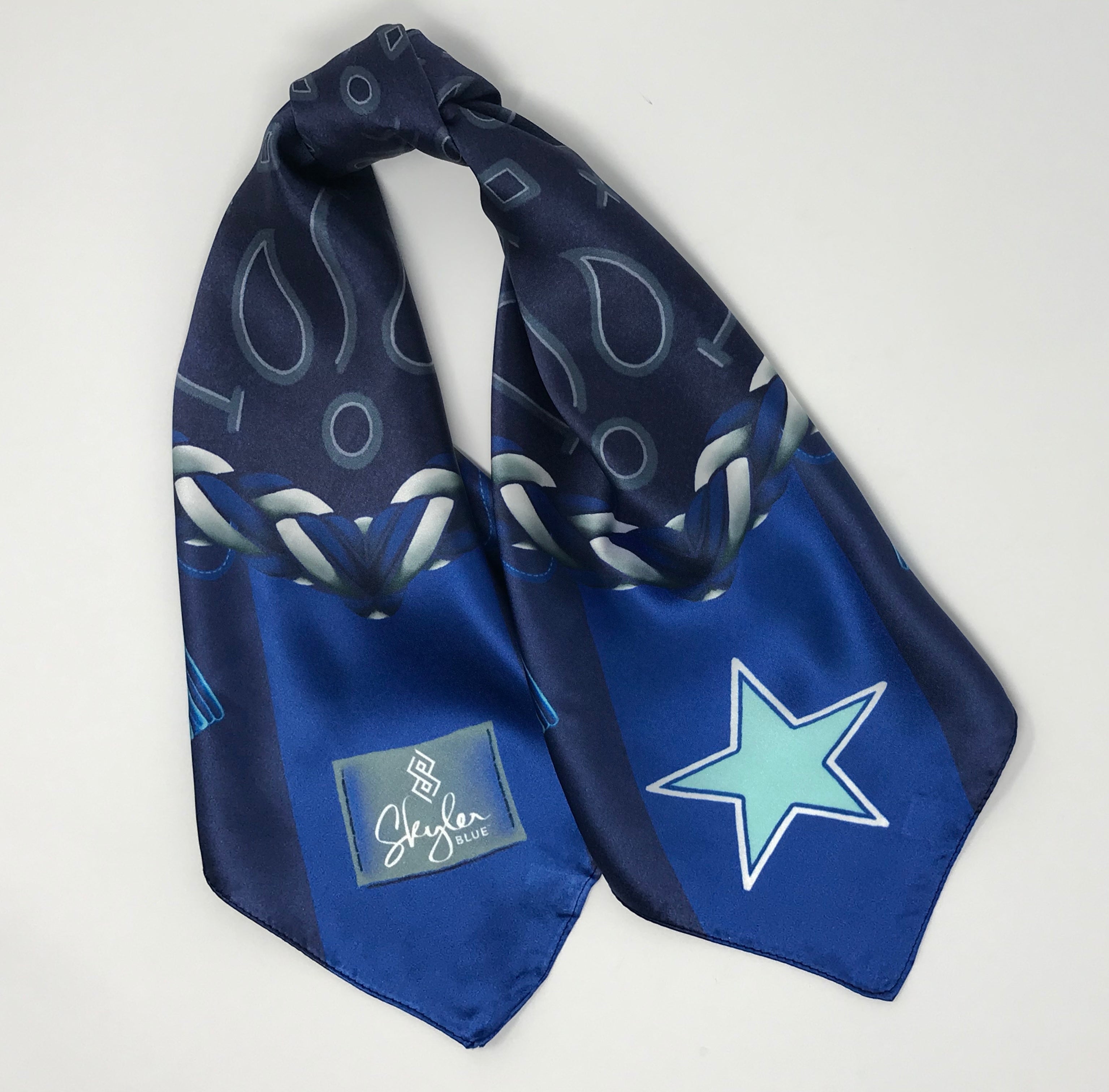 Skyler Blue’s The Dallas 001 60-centimeter 100% silk twill scarf