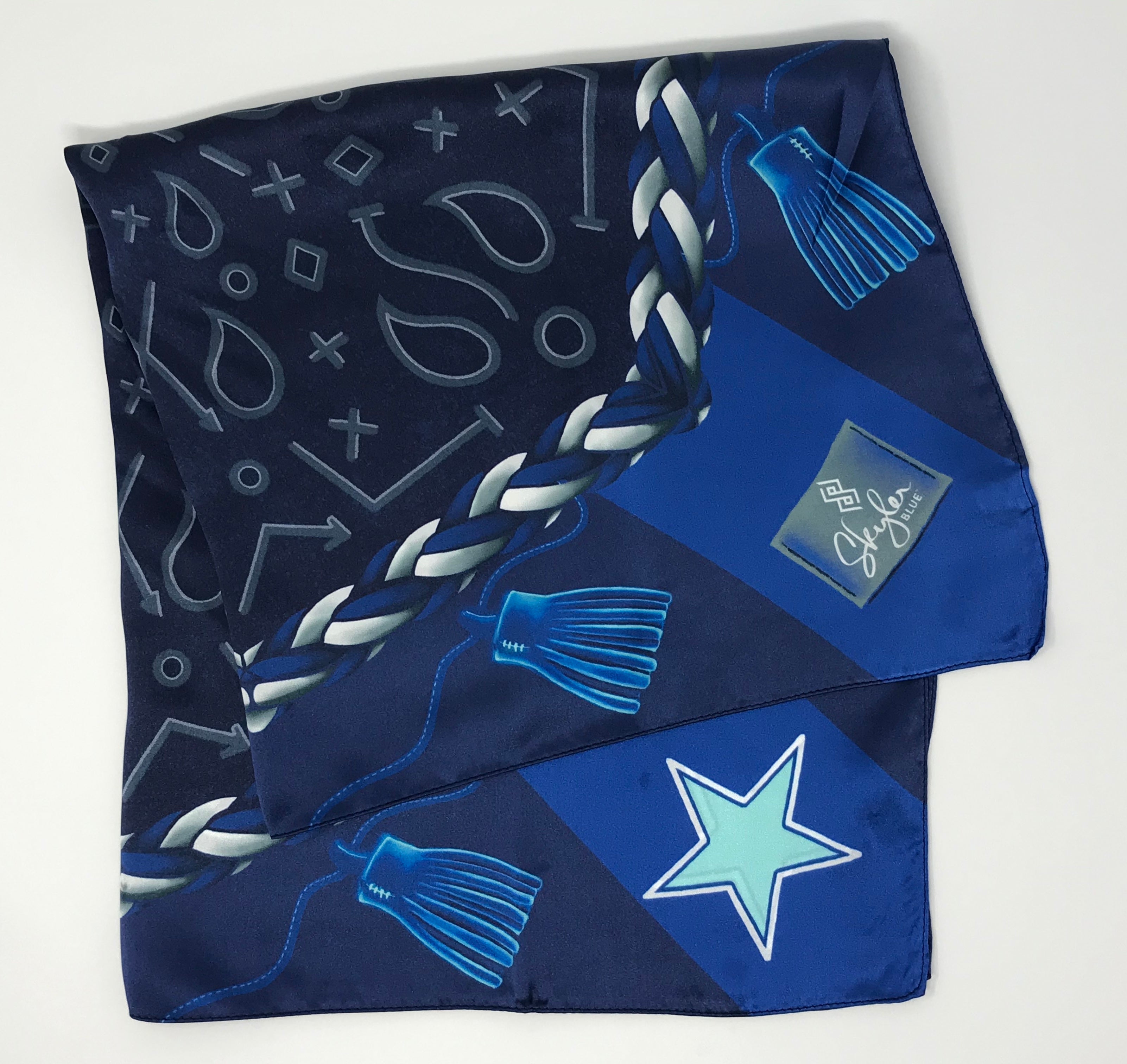 Skyler Blue’s The Dallas 001 60-centimeter 100% silk twill scarf