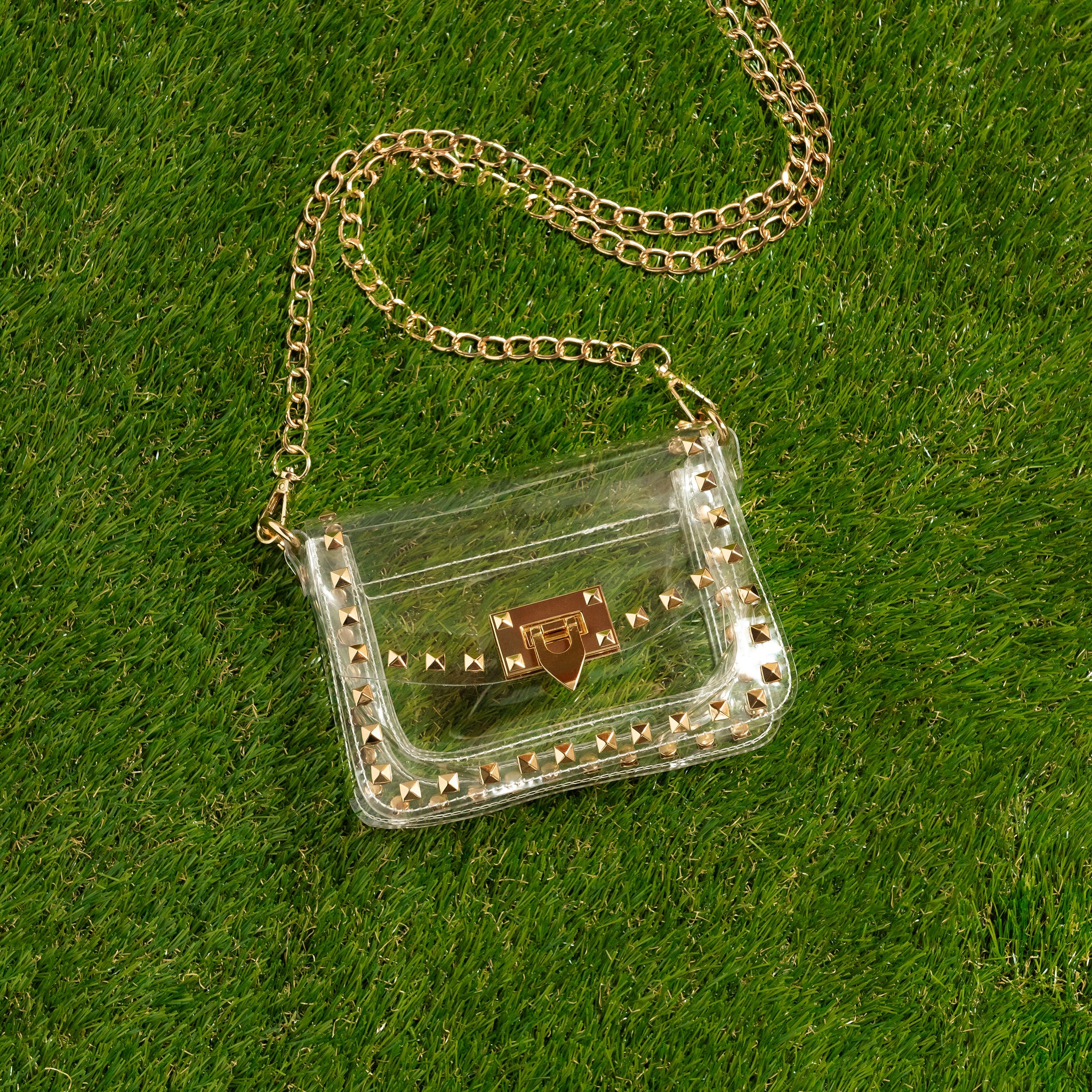 The Columbus Clear Small Studded Bag