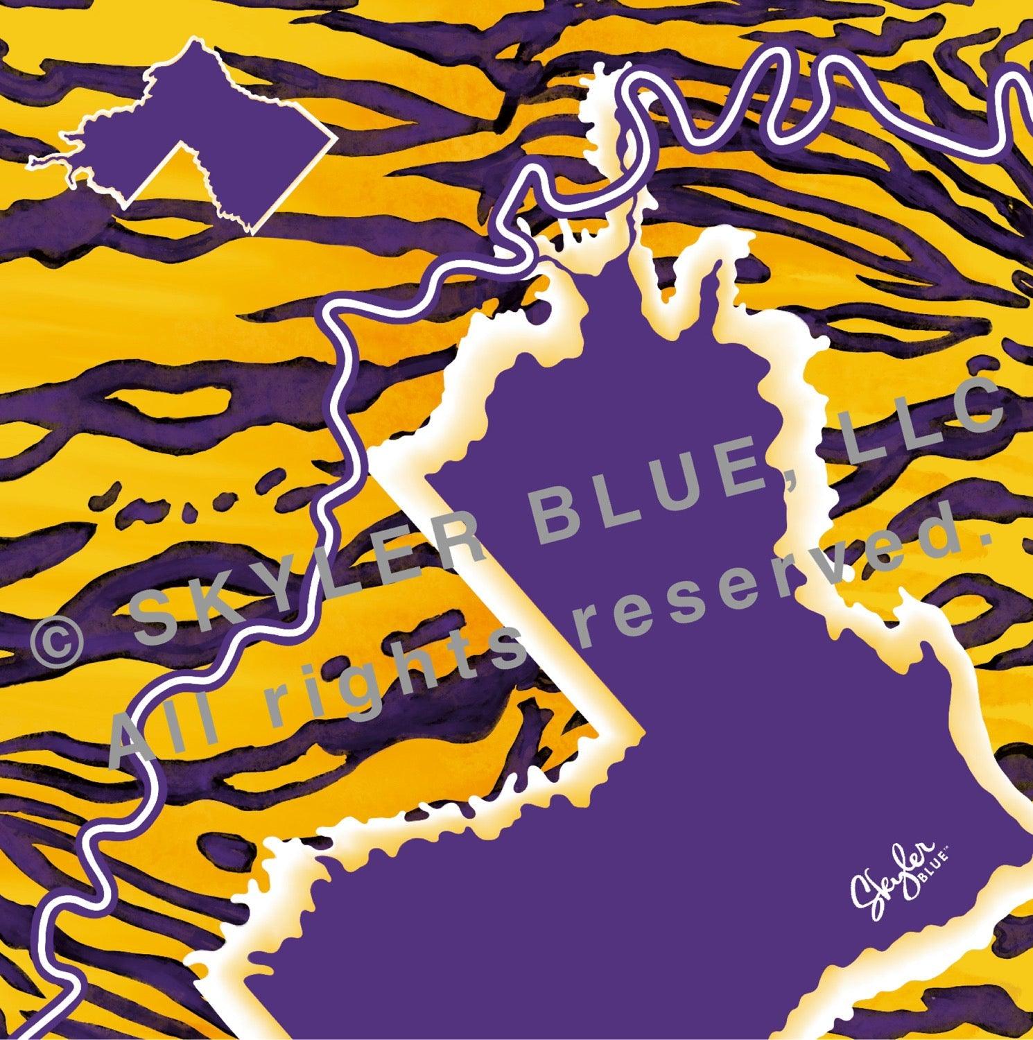 Skyler Blue’s The Baton Rouge 88-centimeter 100% silk twill scarf