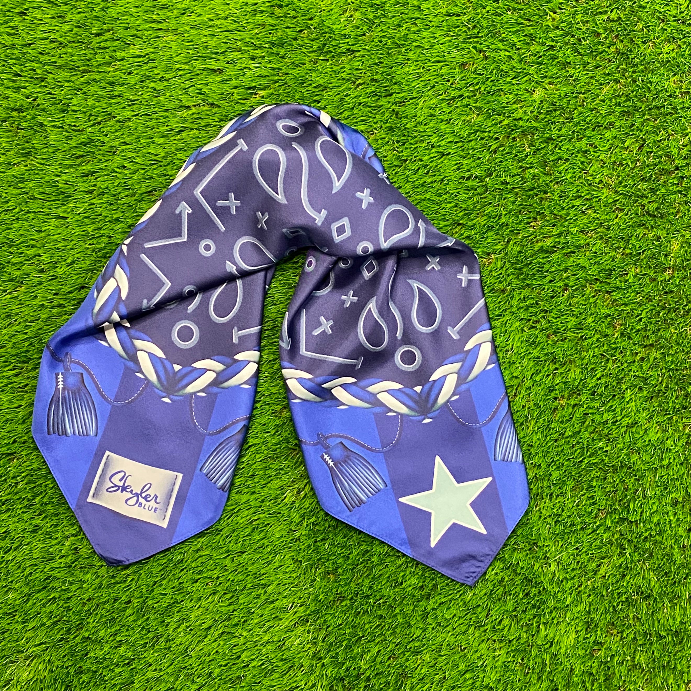 Skyler Blue’s The Dallas 001 60-centimeter 100% silk twill scarf