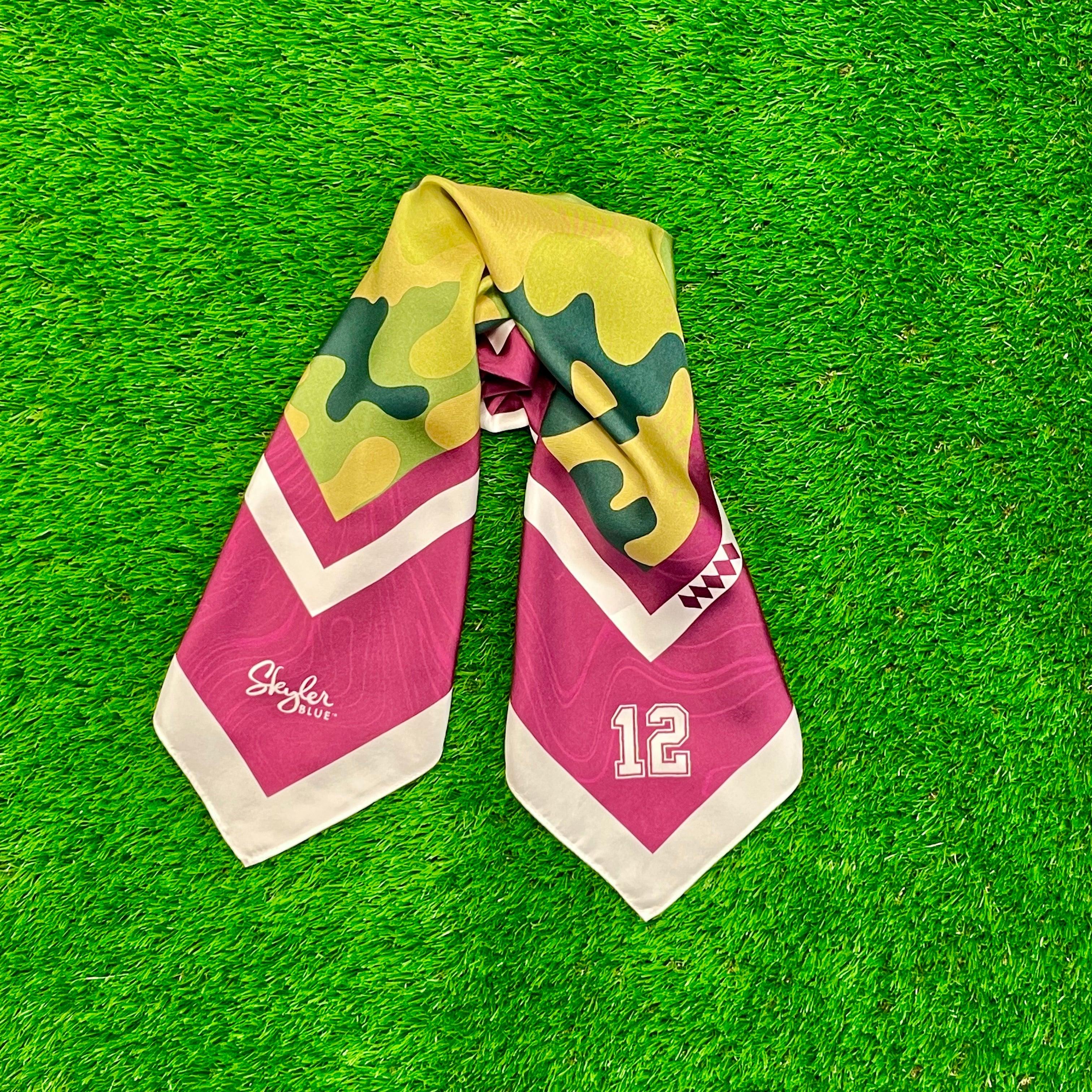 Skyler Blue’s The College Station 88-centimeter 100% silk twill scarf