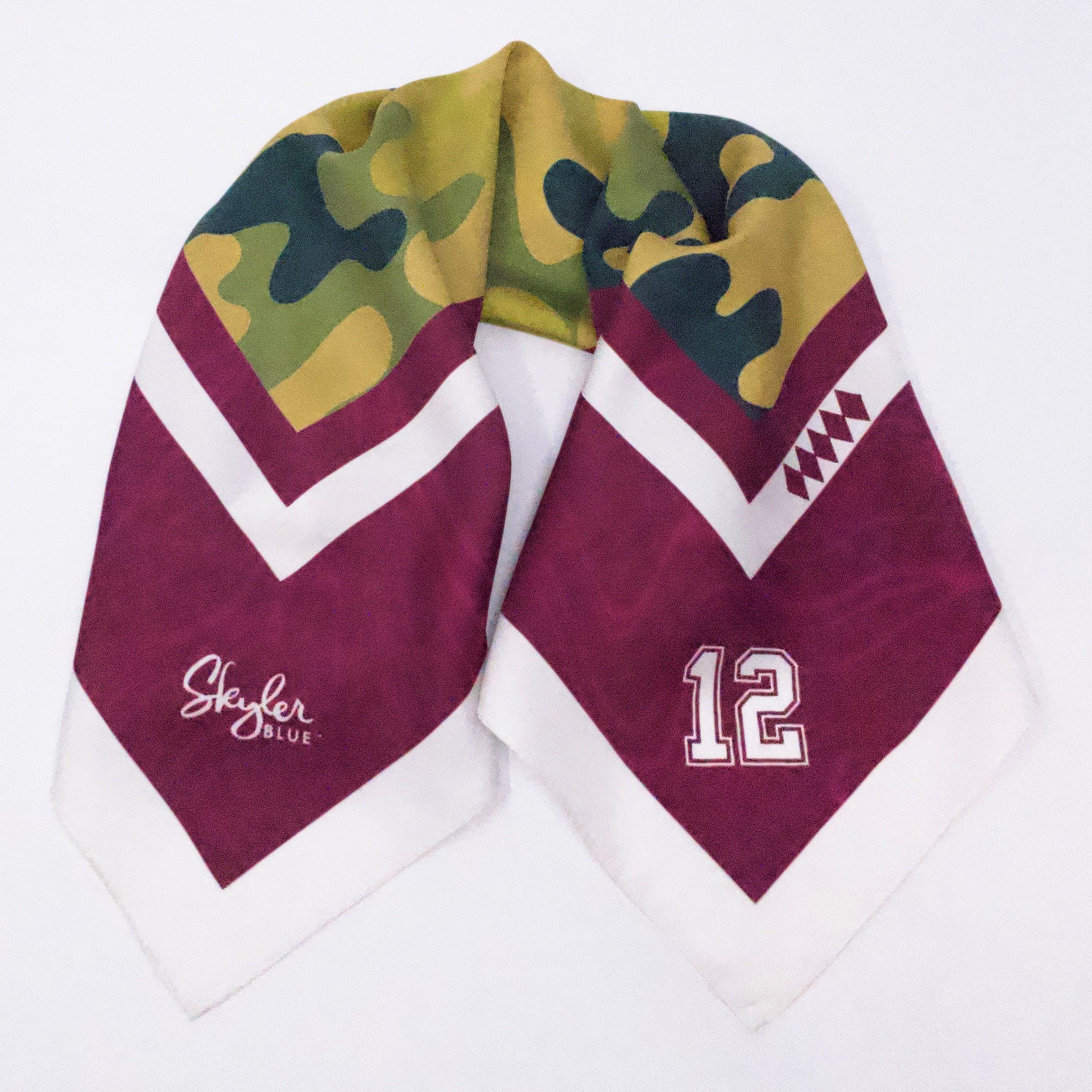 Skyler Blue’s The College Station 60-centimeter 100% silk twill scarf