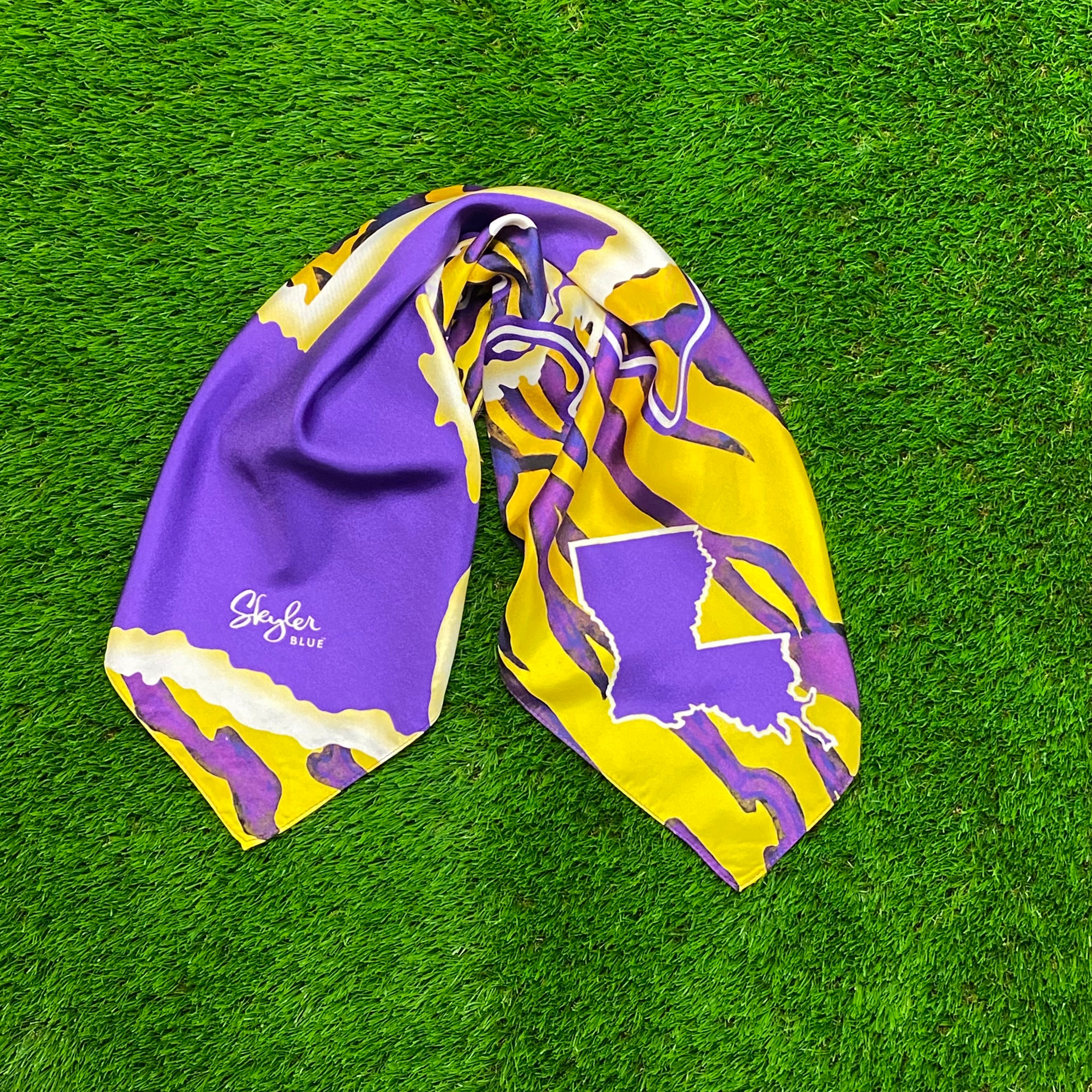 Skyler Blue’s The Baton Rouge 60-centimeter 100% silk twill scarf