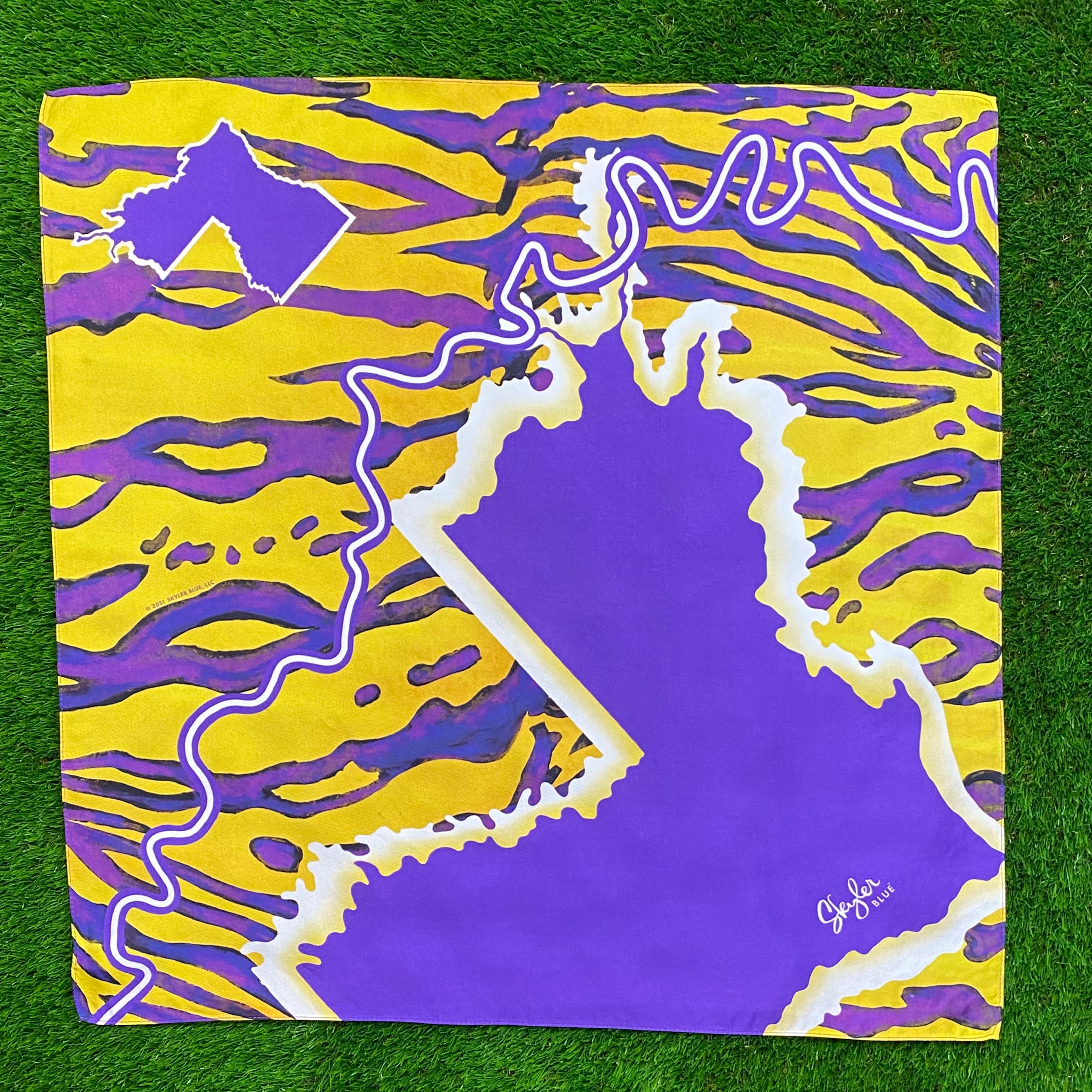 Skyler Blue’s The Baton Rouge 60-centimeter 100% silk twill scarf