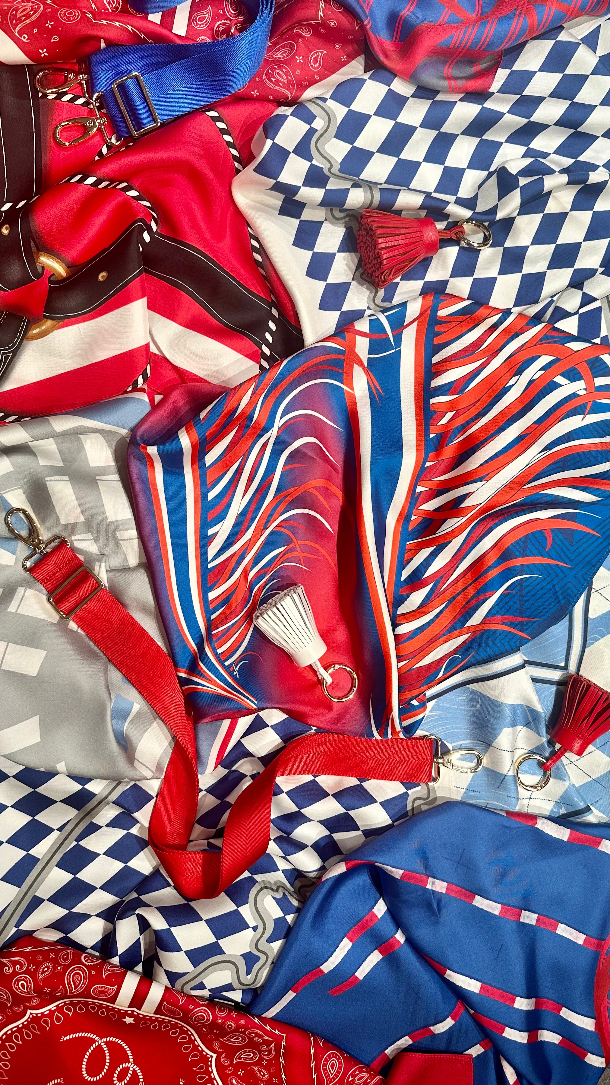 Red white and blue silk scarf online