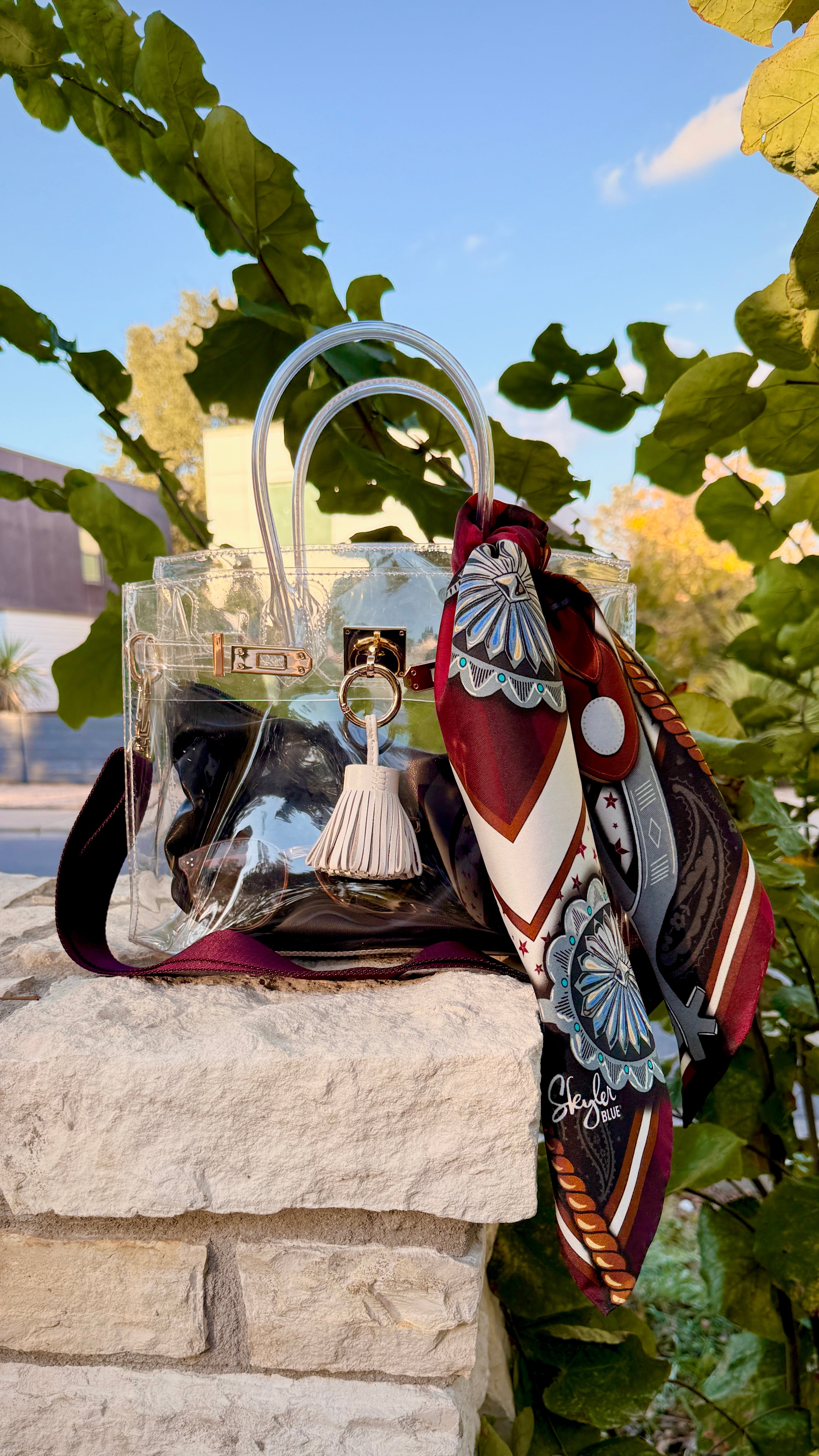 The Maroon Cowgirl Clear Large Satchel Bag