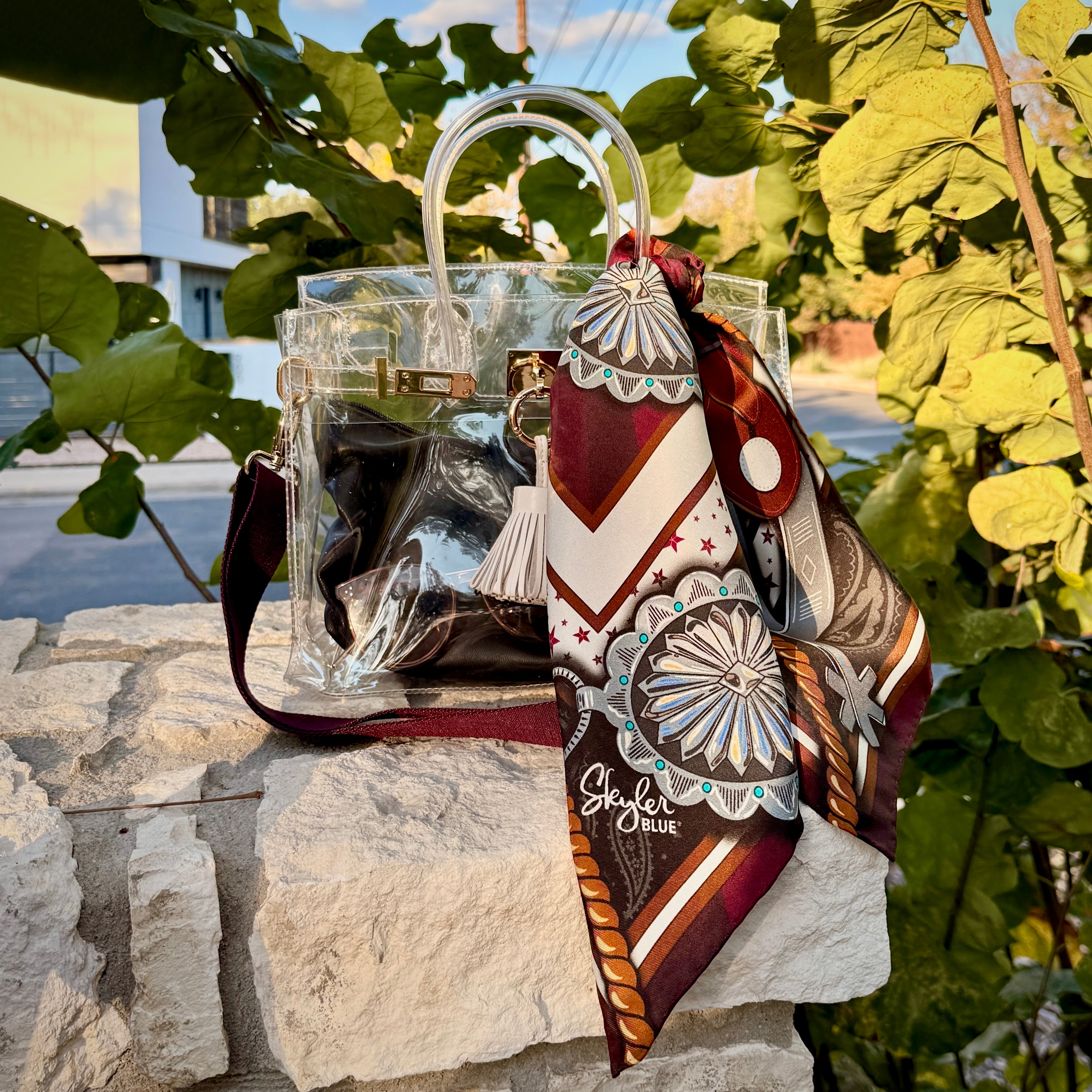 The Maroon Cowgirl Clear Large Satchel Bag
