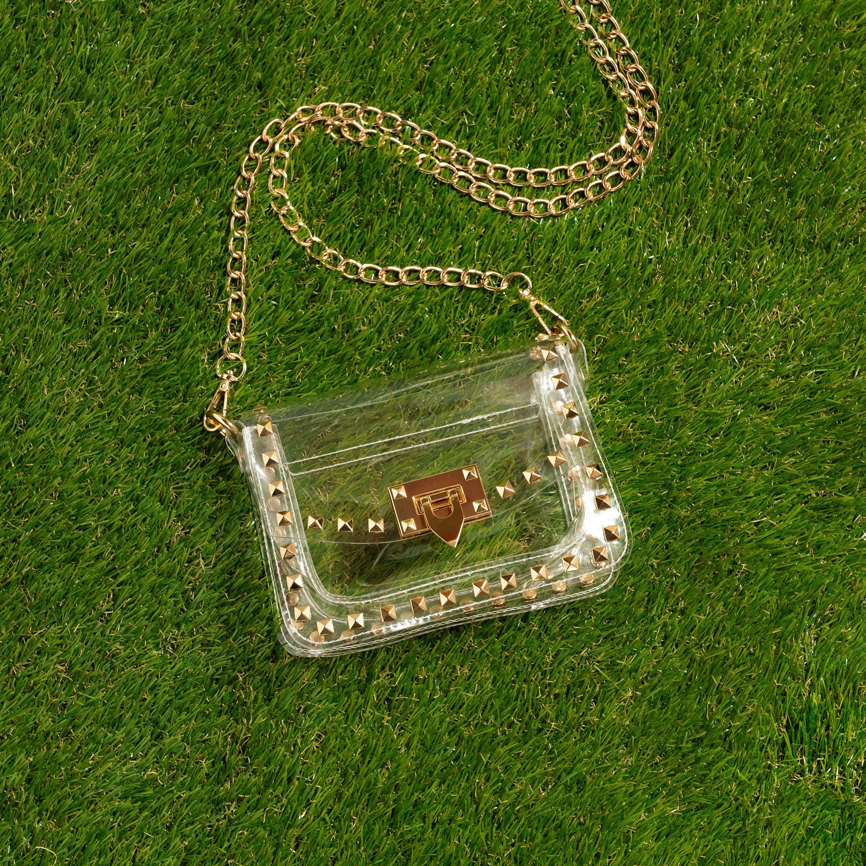 Skyler Blue’s Small Studded Clear Bag stadium approved clear bag / clear purse.