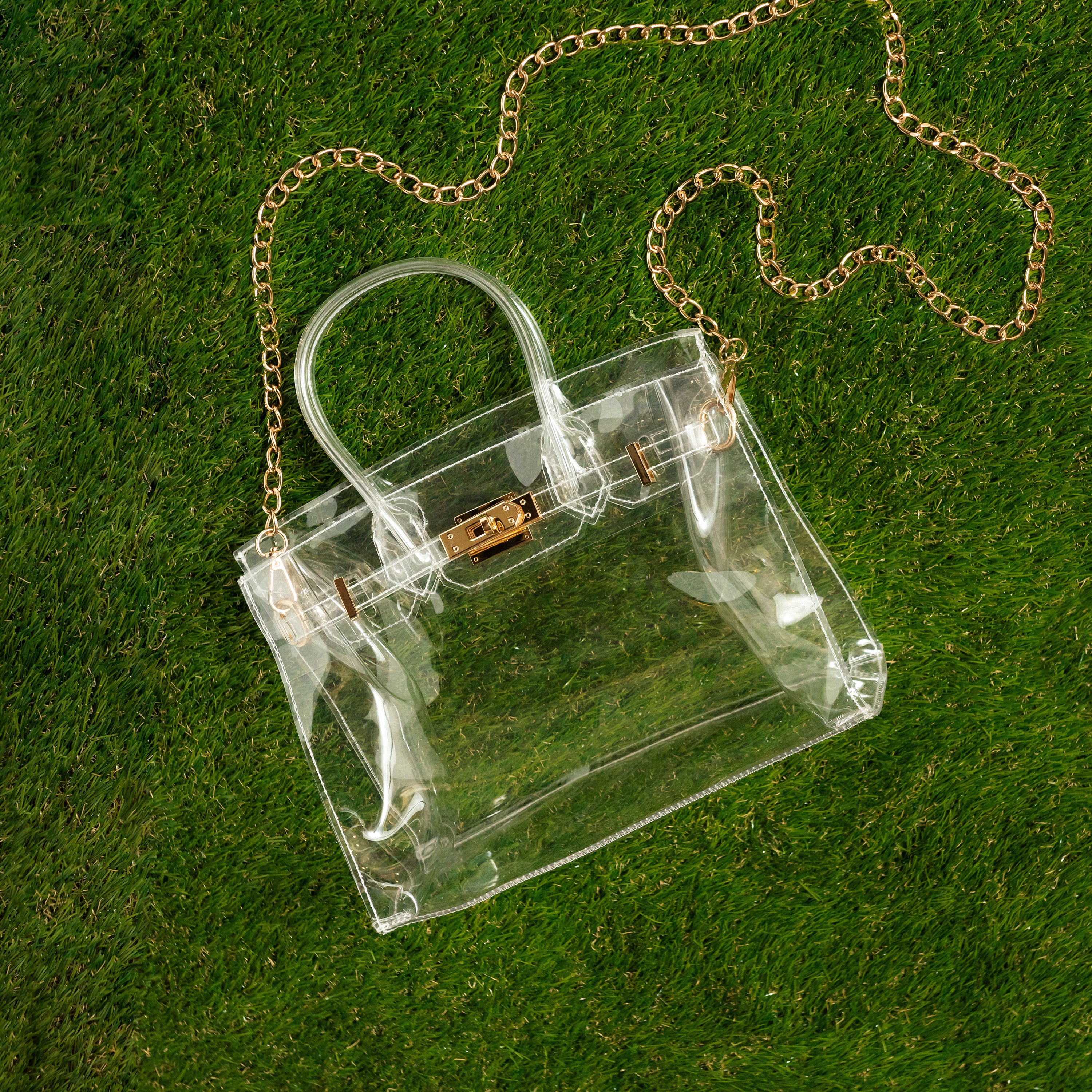 Skyler Blue’s Large Clear Satchel stadium approved clear bag / clear purse.