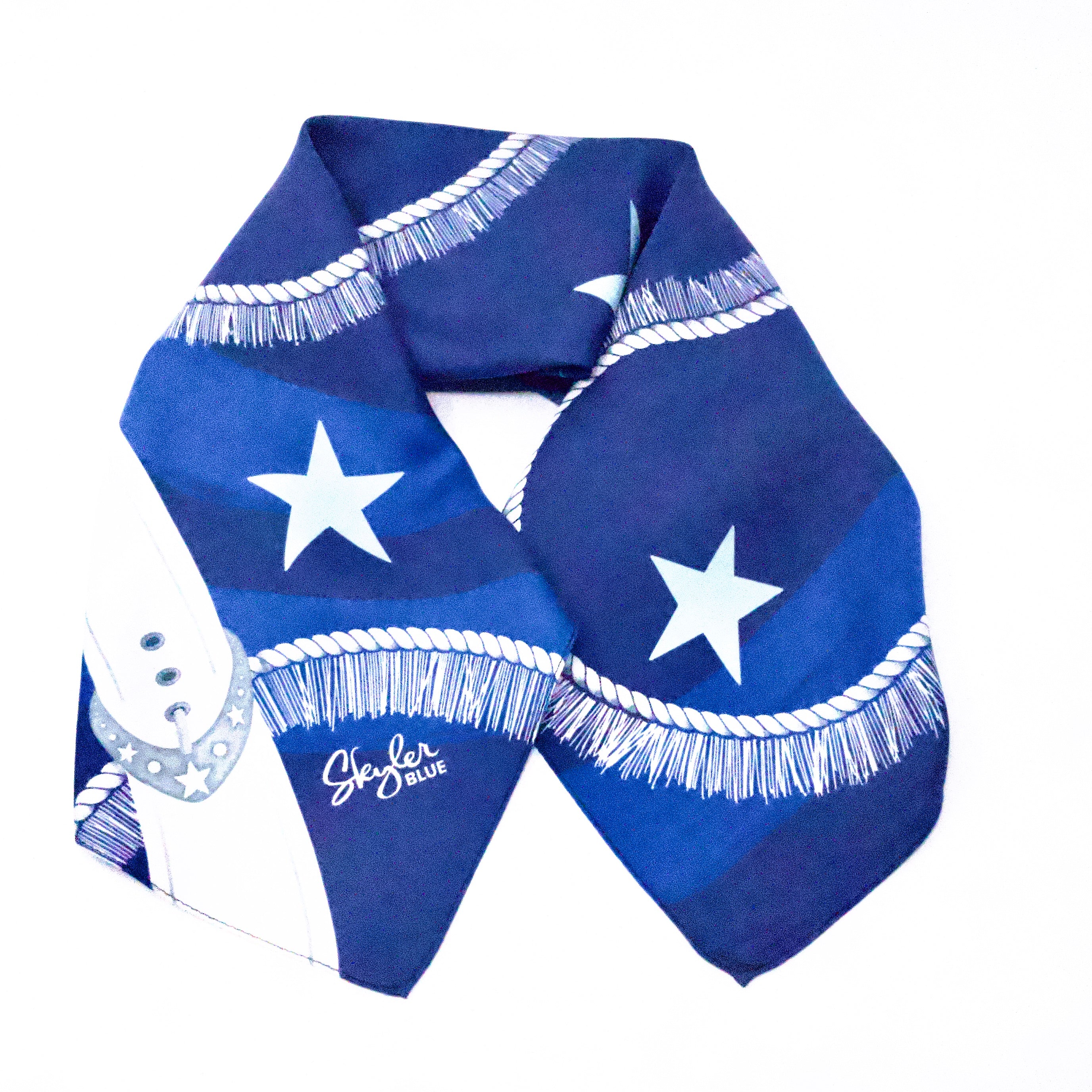 Skyler Blue’s The Dallas 002 88-centimeter 100% silk twill scarf