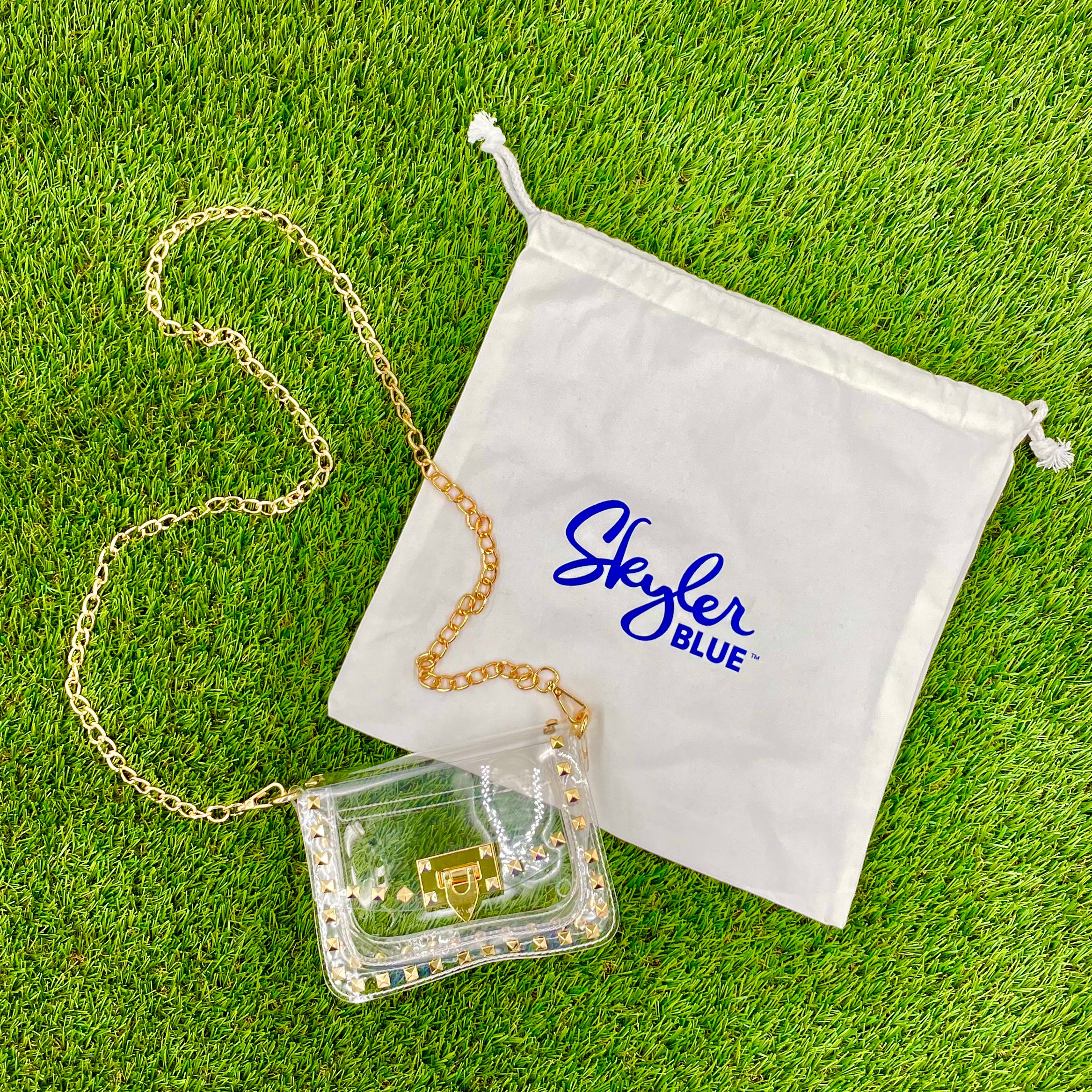 Skyler Blue’s Small Studded Clear Bag stadium approved clear bag / clear purse.