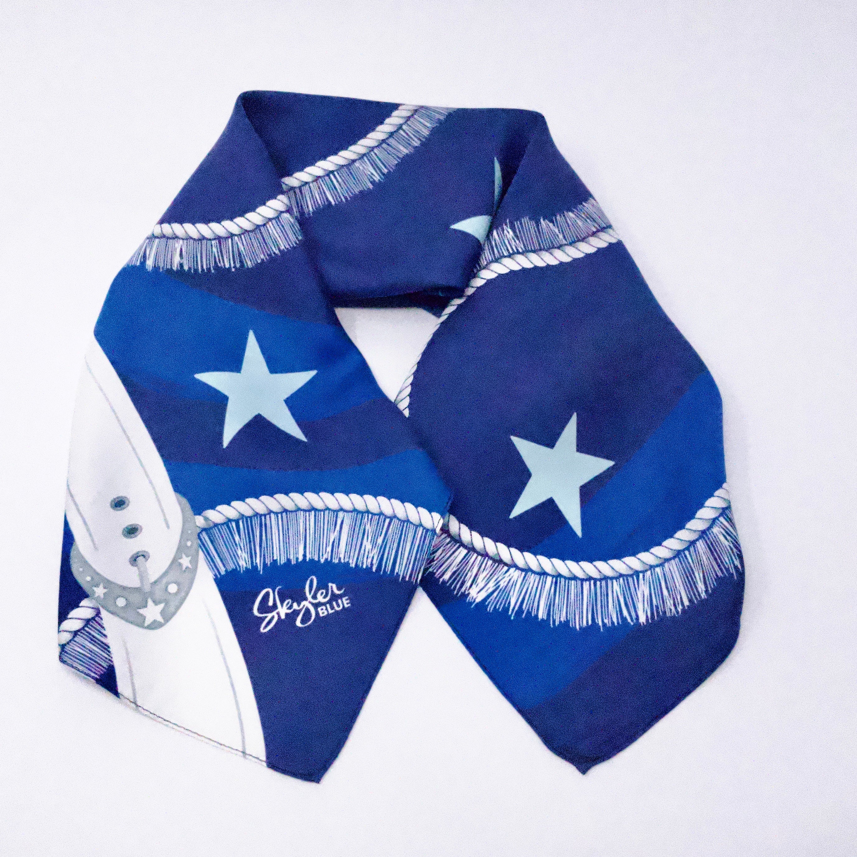 Skyler Blue’s The Dallas 002 88-centimeter 100% silk twill scarf