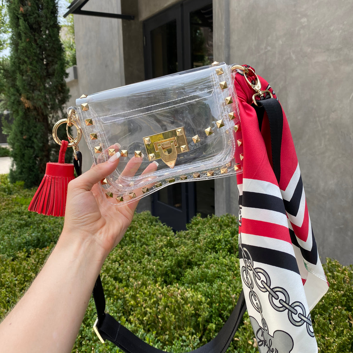 The Athens 001 Clear Small Studded Bag